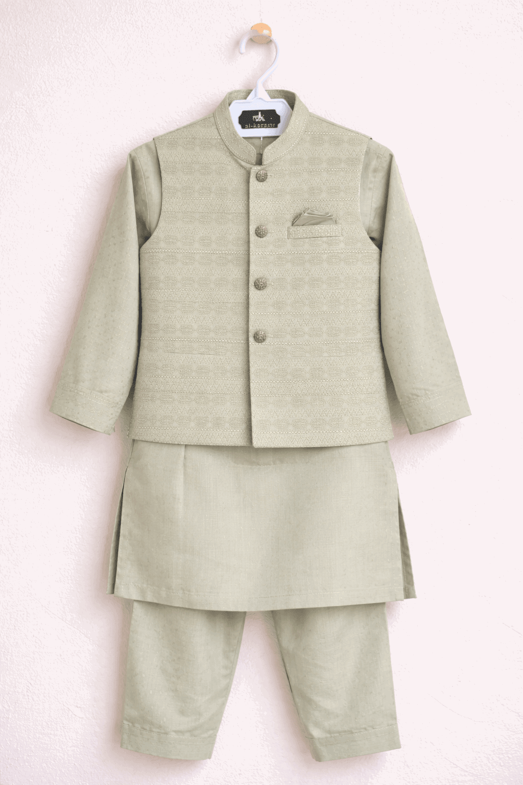 Little Prince Waistcoat Shalwar Suit Blue - Kiddiesco