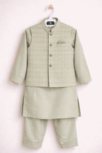 Little Prince Waistcoat Shalwar Suit Blue - Kiddiesco