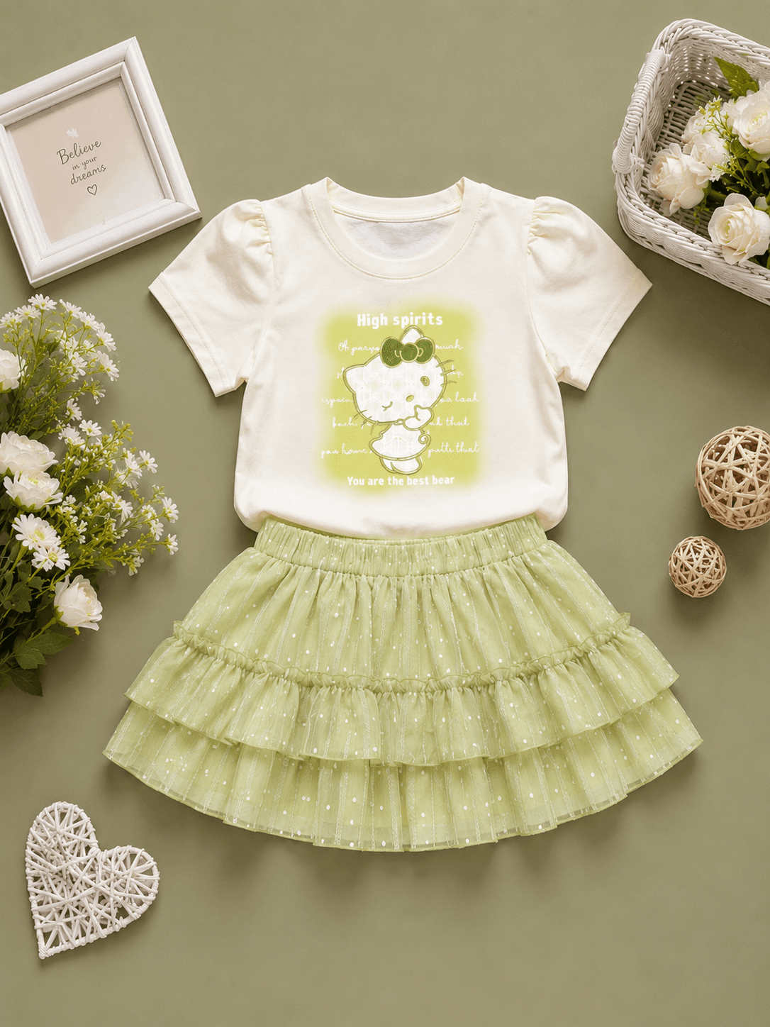 Mini Green Charm Skirt Set - Kiddiesco