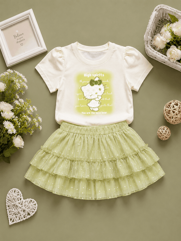 Mini Green Charm Skirt Set - Kiddiesco
