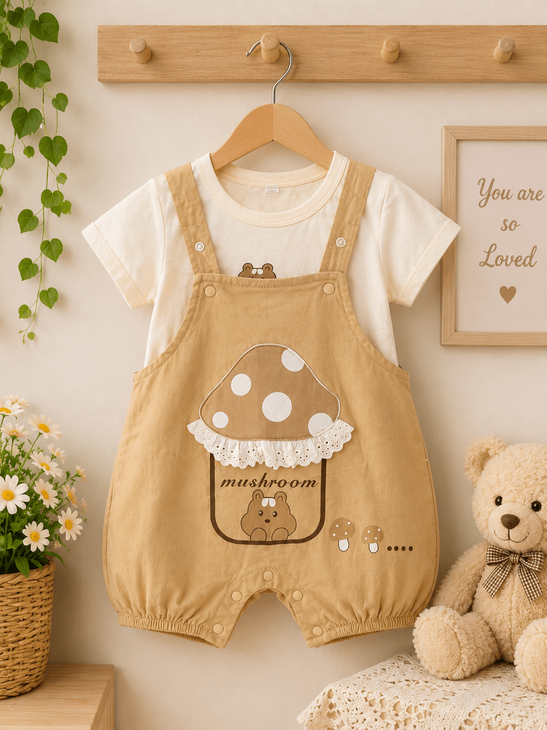Mushroom Bear Romper Outfit Secondary image