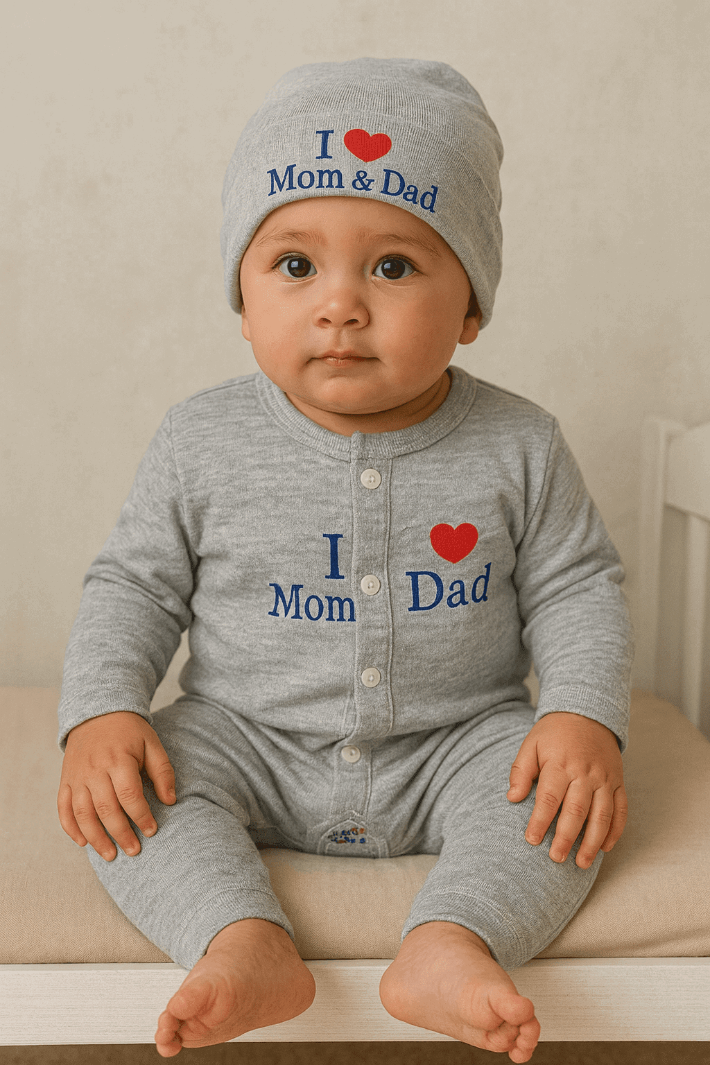 New Born 3 Pcs Shirt Pajama & Cap Set KDC 051 - Kiddiesco