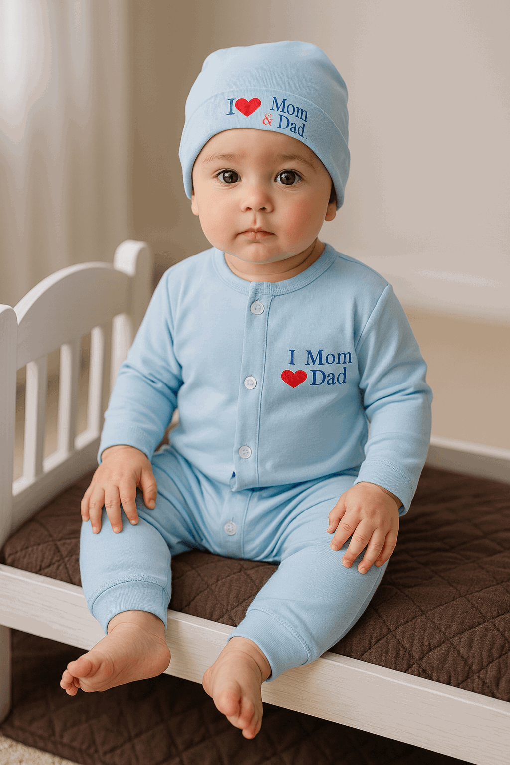 New Born 3 Pcs Shirt Pajama & Cap Set KDC 052 - Kiddiesco