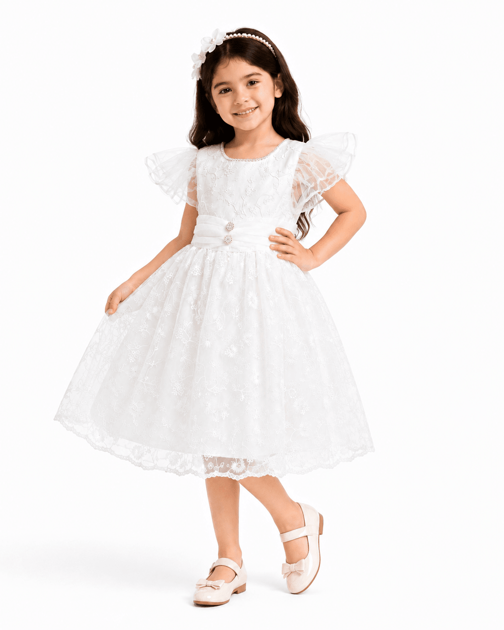 Pearl Bloom Crystal Party Dress - Kiddiesco