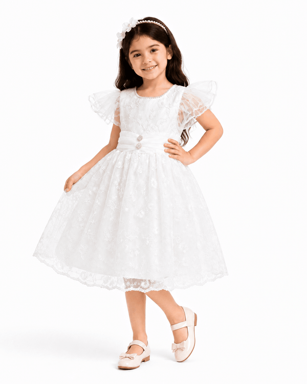 Pearl Bloom Crystal Party Dress - Kiddiesco