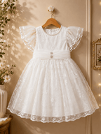 Pearl Bloom Crystal Party Dress - Kiddiesco