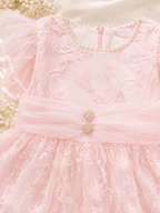Pearl Bloom Crystal Party Dress - Kiddiesco