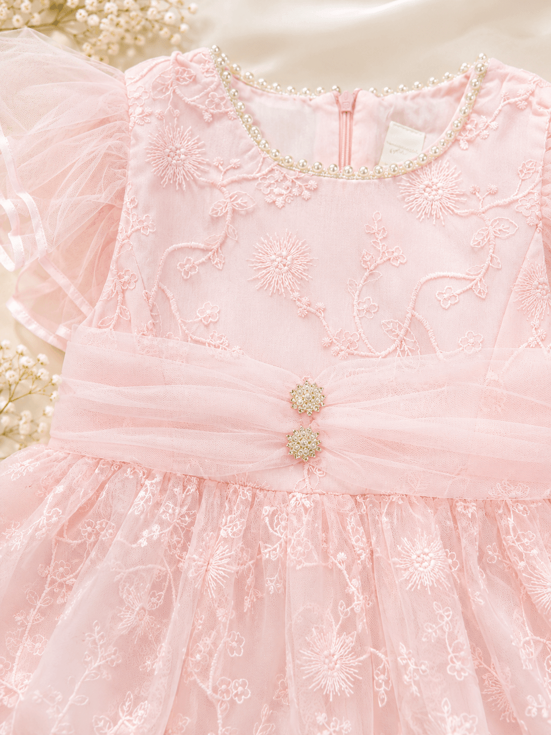 Pearl Bloom Crystal Party Dress - Kiddiesco