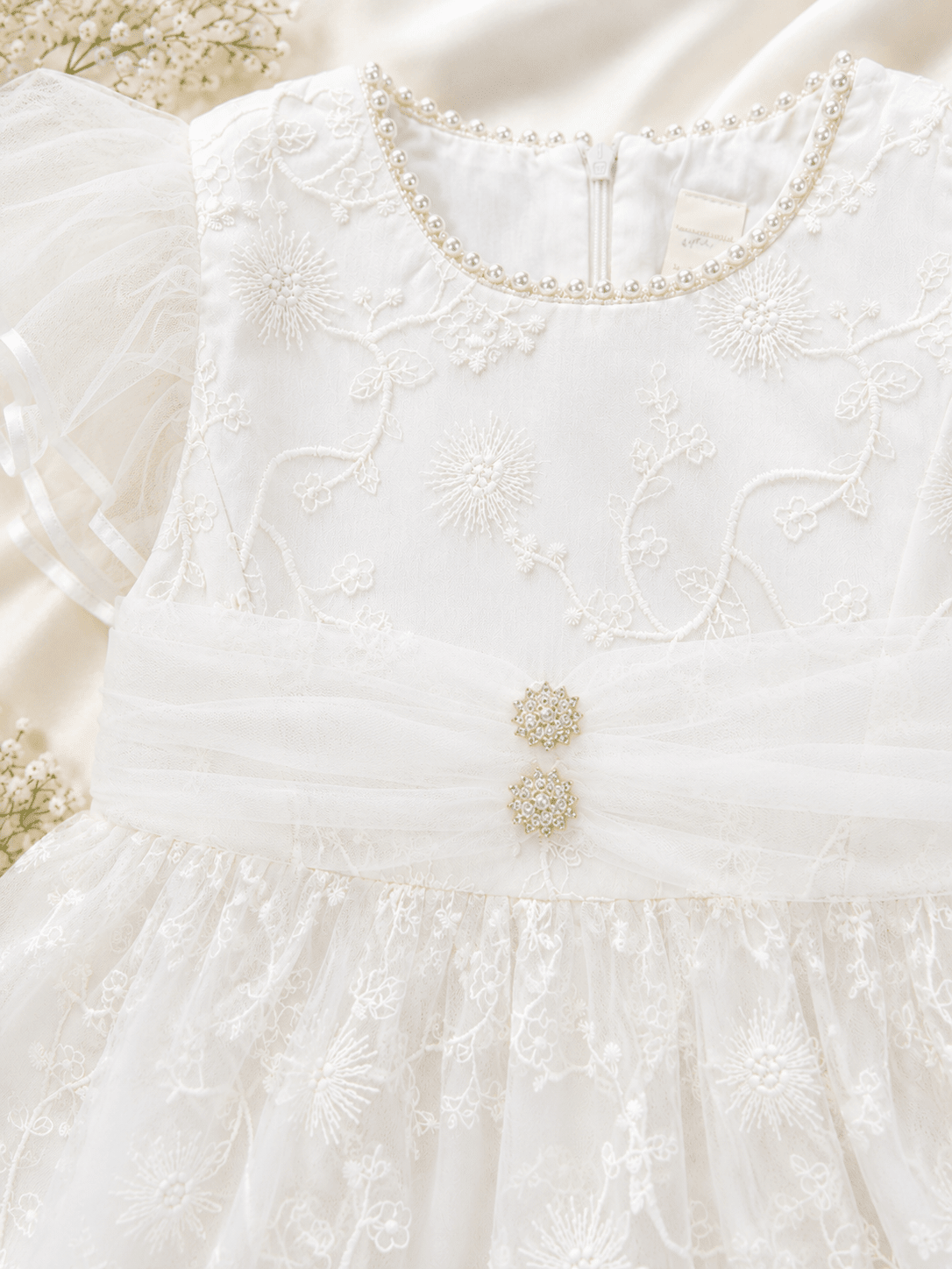 Pearl Bloom Crystal Party Dress - Kiddiesco