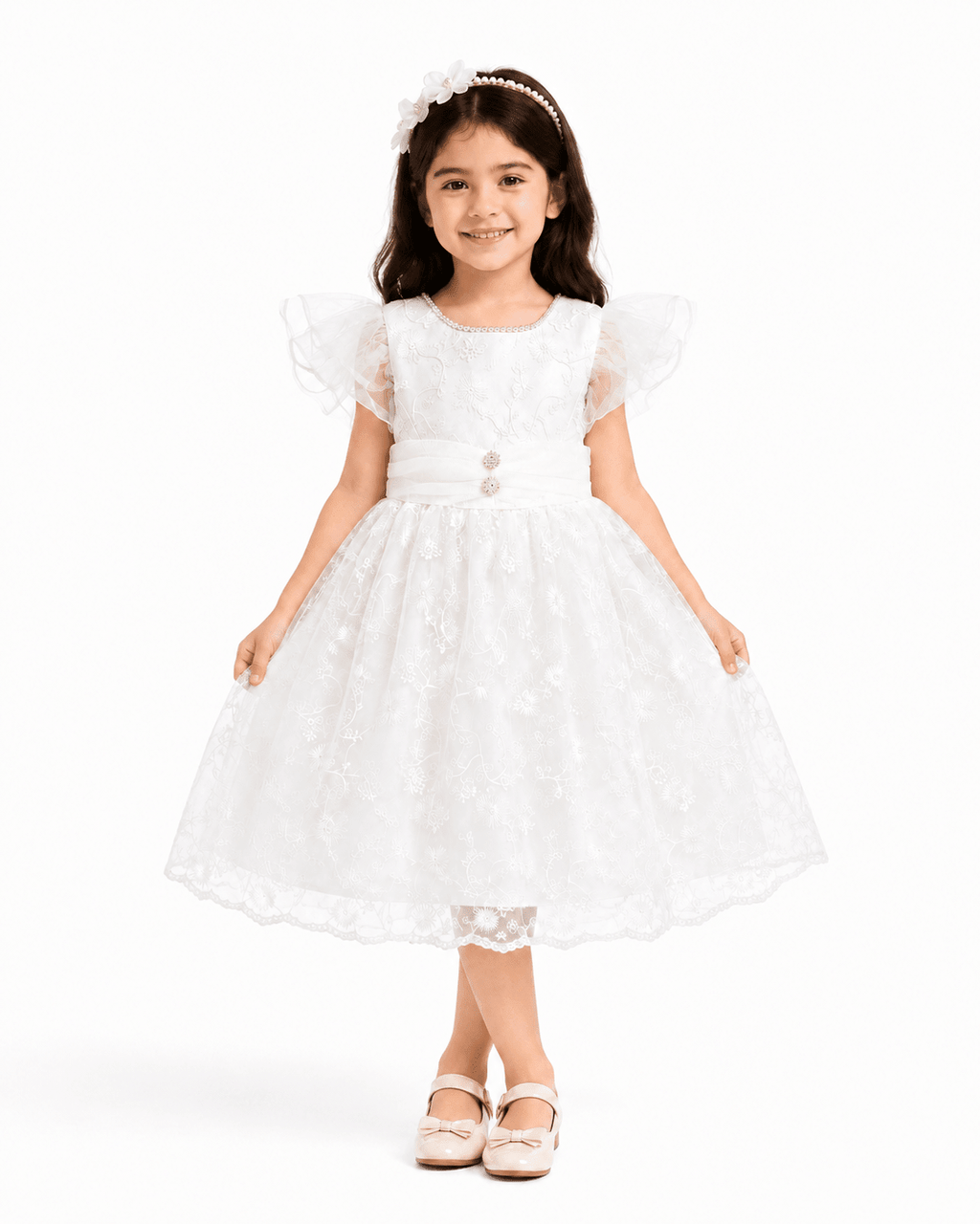 Pearl Bloom Crystal Party Dress - Kiddiesco