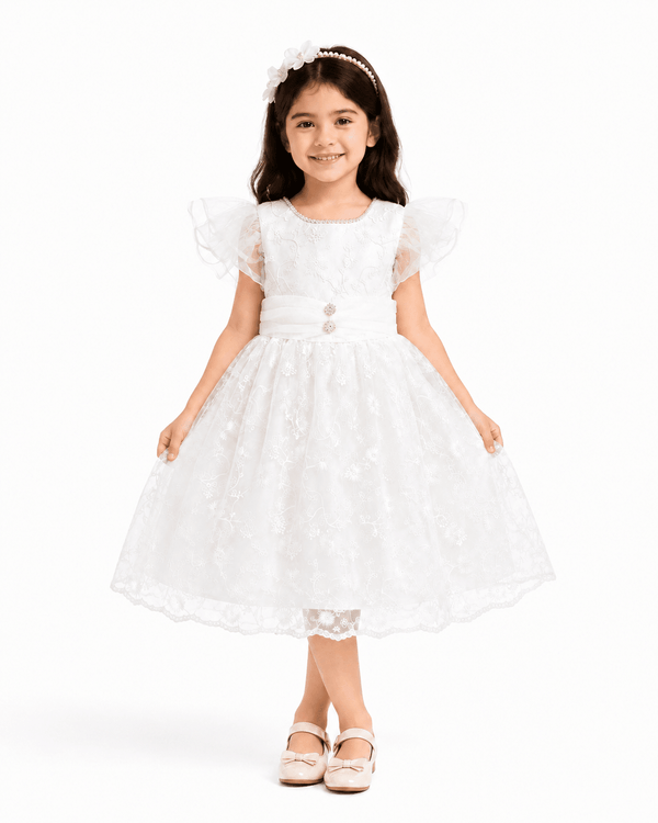 Pearl Bloom Crystal Party Dress - Kiddiesco
