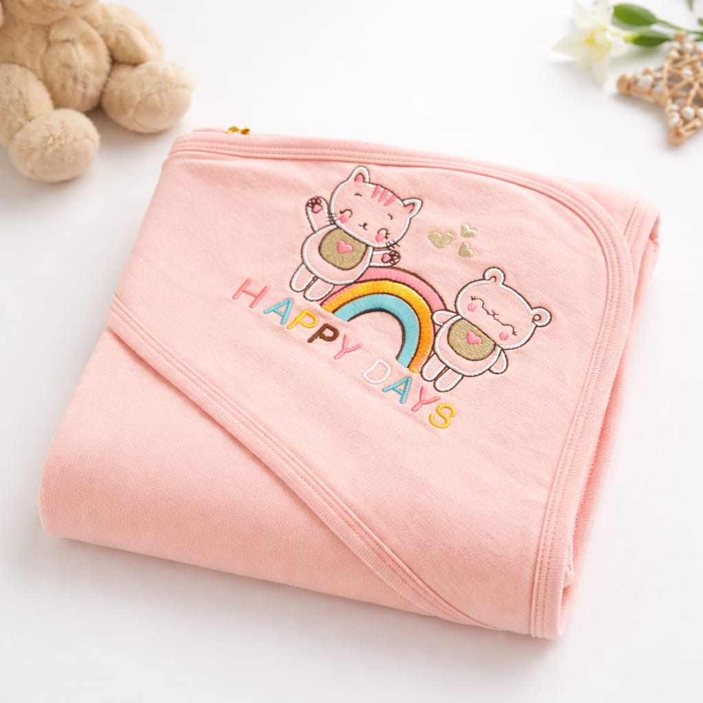 Rainbow Hooded Soft Cotton Baby Wrapping Sheet - Kiddiesco