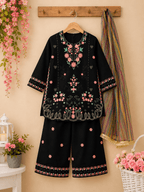 Rosy Black Embroidered Fancy Suit - Kiddiesco
