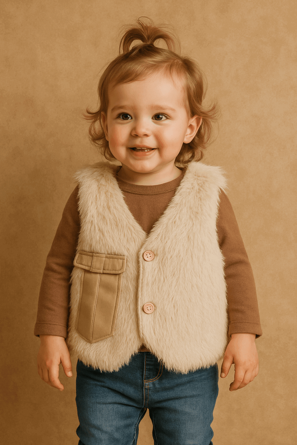Sleeve Less Fur Jacket KDS 028 - Kiddiesco Main image