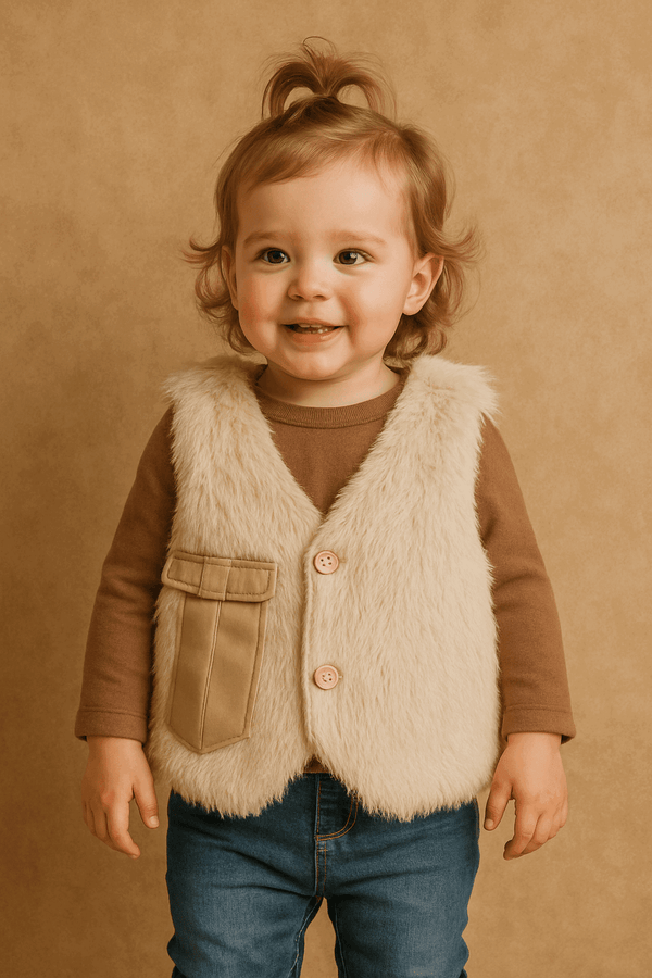 Sleeve Less Fur Jacket KDS 028 - Kiddiesco