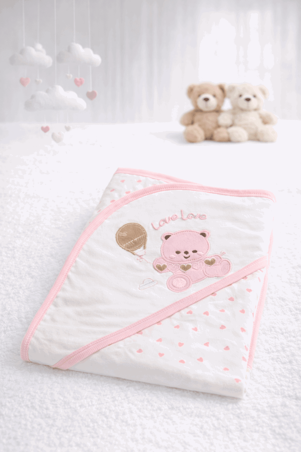 Teddy bear Hooded Soft Cotton Baby Wrapping Sheet - Kiddiesco