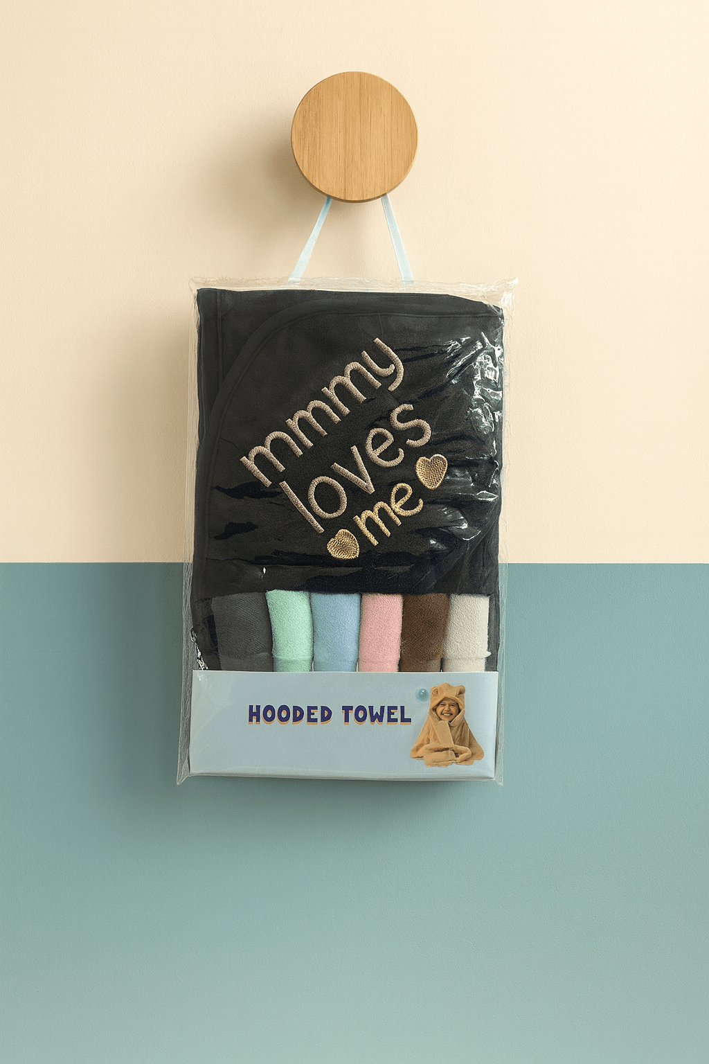 Hooded Towel & Wash Cloths Black