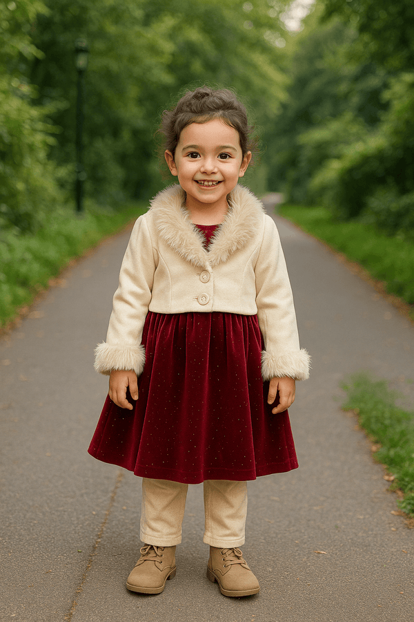 Velvet 2 Pcs Charming Girl Frock KDS 061 - Kiddiesco