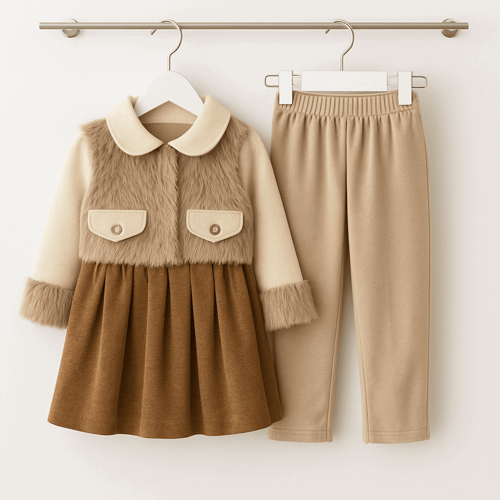 Velvet 2 Pcs Charming Girl Frock KDS 062 - Kiddiesco Main image