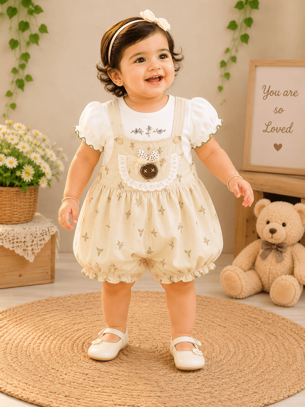 Vintage Bunny Bloom Romper Outfit - Kiddiesco