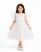 White Pearl Princess Frock - Kiddiesco