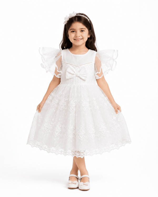 White Pearl Princess Frock - Kiddiesco