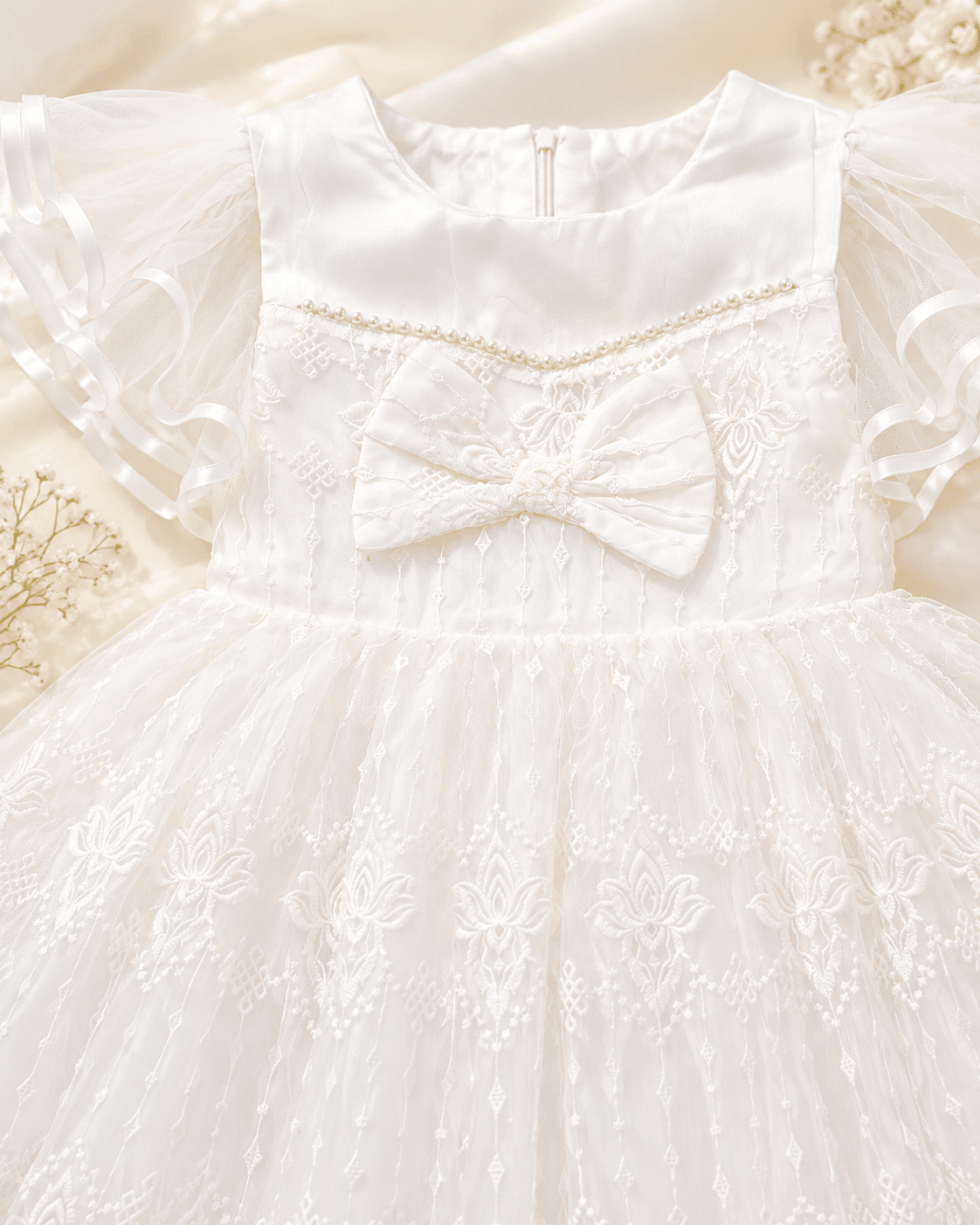 White Pearl Princess Frock - Kiddiesco
