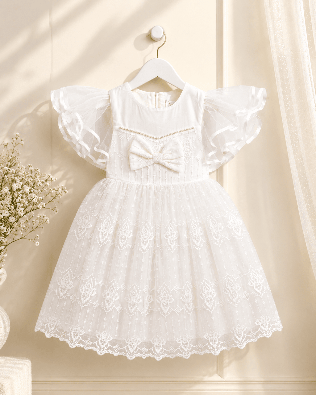 White Pearl Princess Frock - Kiddiesco